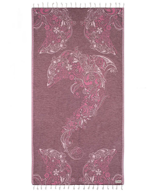 Sand Cloud Floral Dolphins Towel - Fig