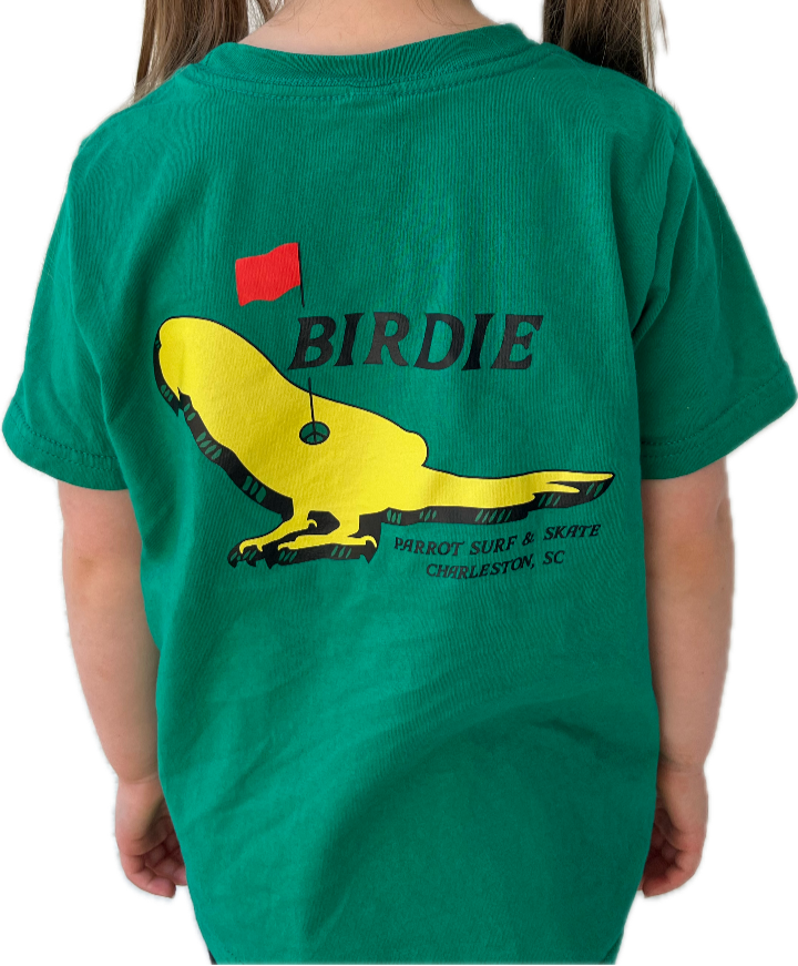 Parrot Surf Shop Birdie toddler tee green cotton t shirt size 2T.