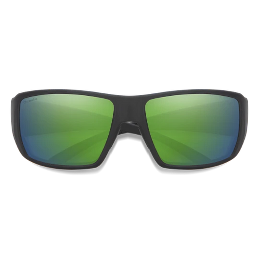 Smith Guides Choice Glass Chromapop sunglasses, matte black frame with green mirror lenses
