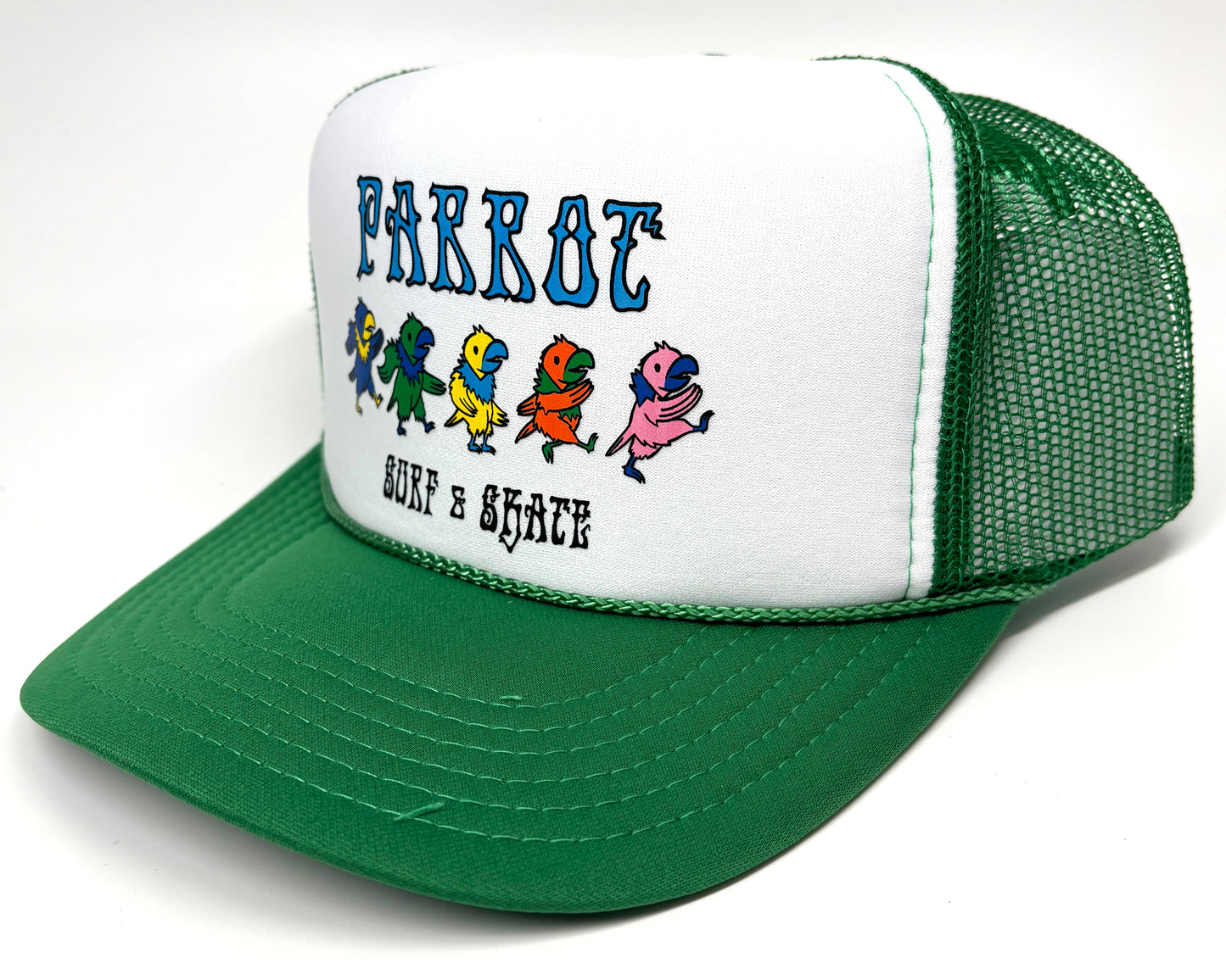 Boné Trucker de Espuma com Papagaio Dançarino da Parrot Surf Shop – Snapback Litorâneo