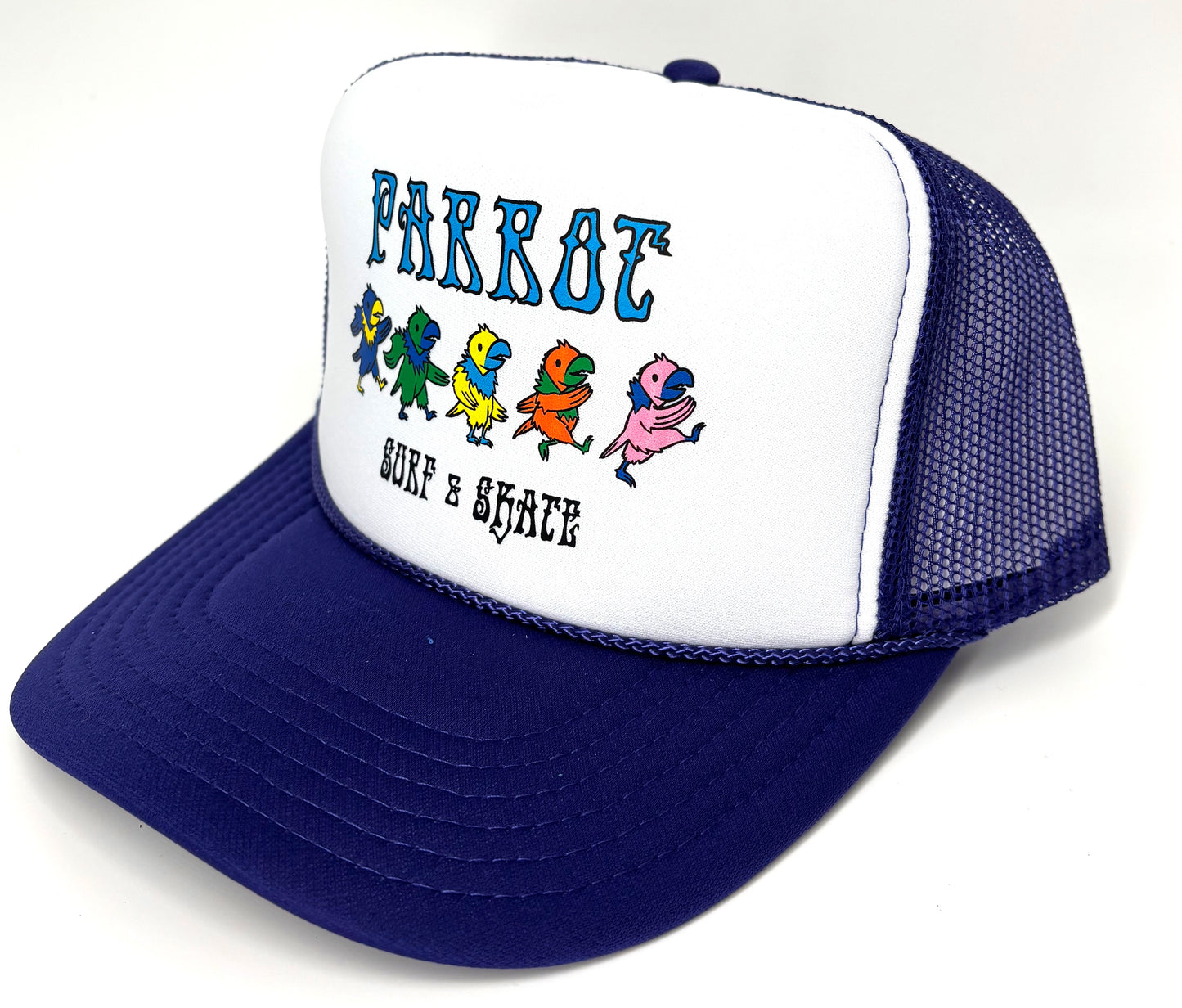 Boné Trucker de Espuma com Papagaio Dançarino da Parrot Surf Shop – Snapback Litorâneo