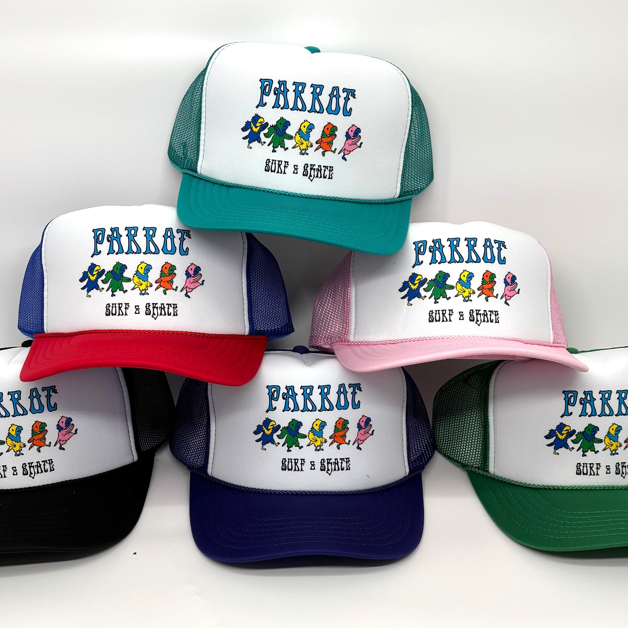 Parrot Surf Shop Dancing Parrot Foam Trucker Hat – Coastal Snapback