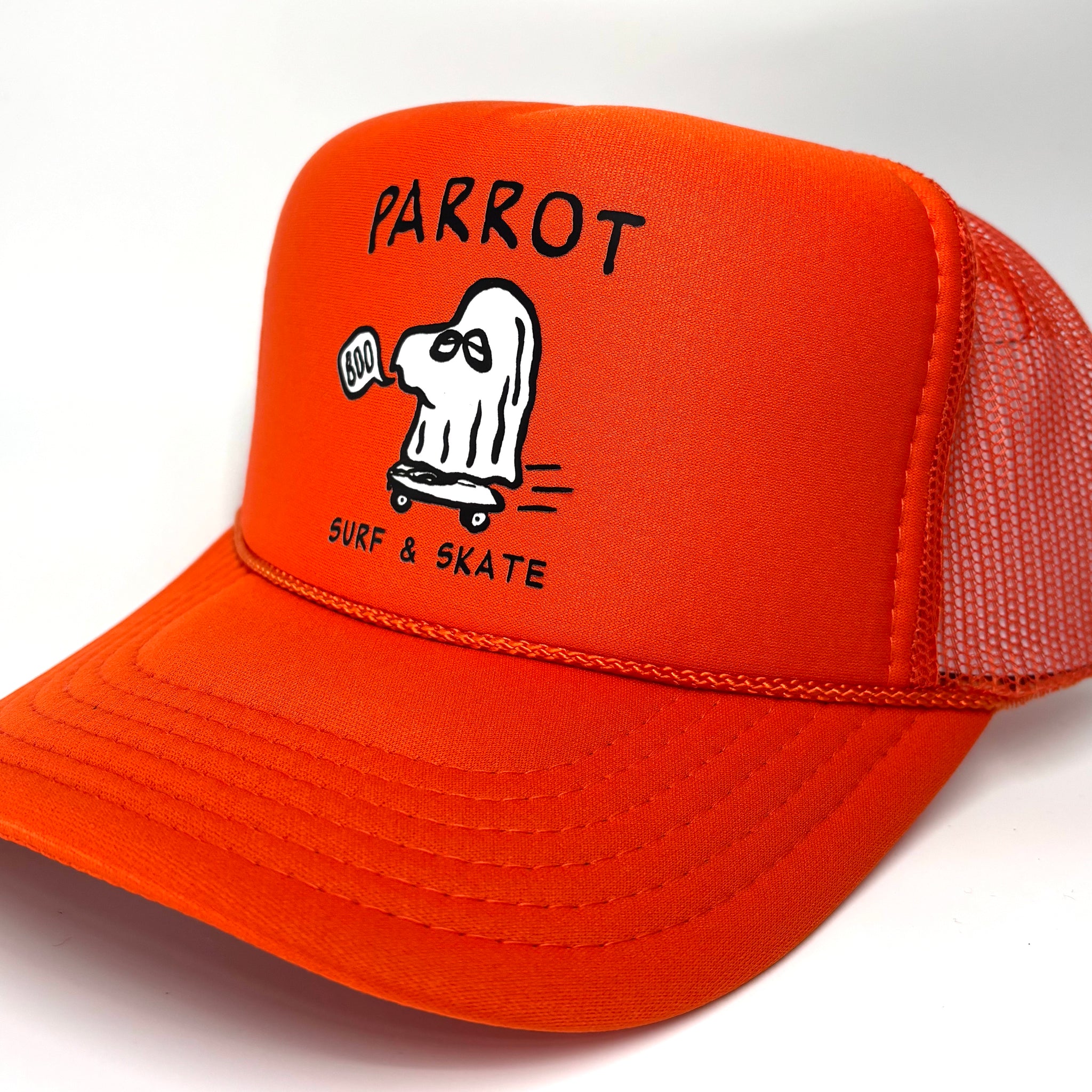 Parrot Surf Shop Ghost Foam Trucker Hat – Surf & Skate Snapback Foam Mesh Cap