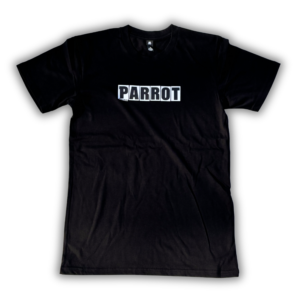 Parrot Bar Tee graphic T-shirt with Parrot Surf & Skate bar logo front print