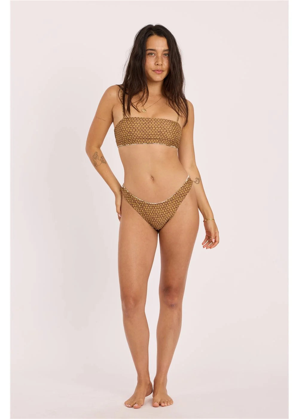 Sisstr Floral Folks Reversible Bandeau Swim Top front view