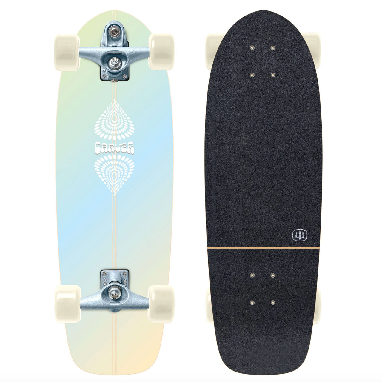 Carver Cosmic Haze C7 31.25 surfskate complete top bottom view
