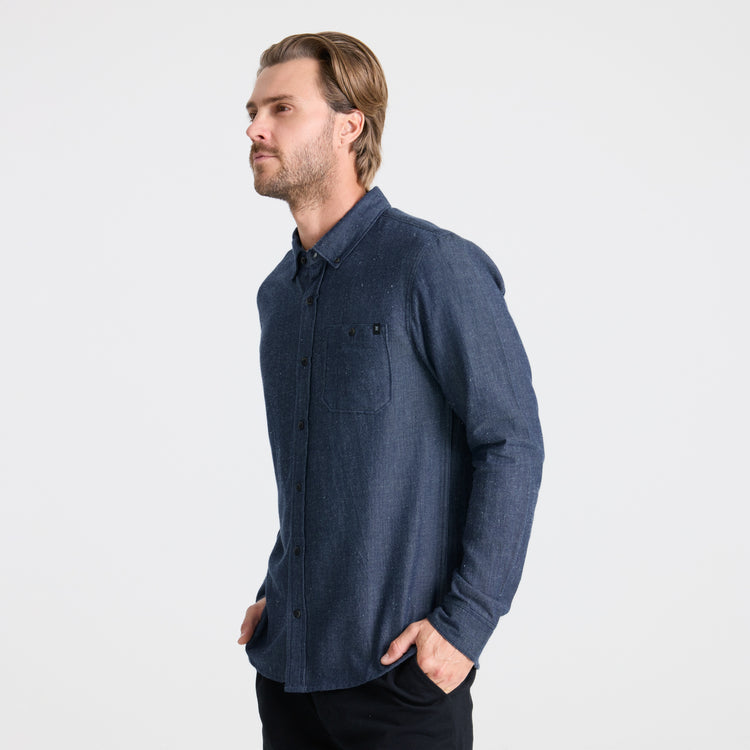 Roark Scholar Chambray Button Up Shirt angled view