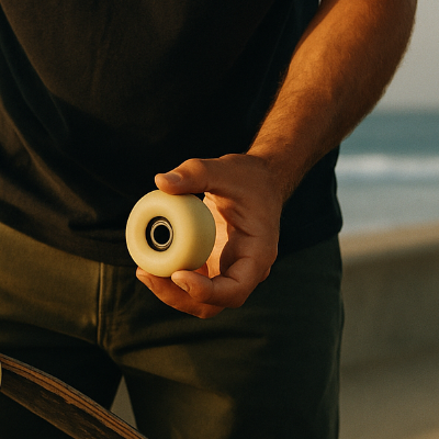 Una imagen de cerca de ruedas de patineta que se intercambian en un lugar de patinaje, con Parrot Surf & Skate en Mount Pleasant, Carolina del Sur, que encarna la onda de la cultura del surf.