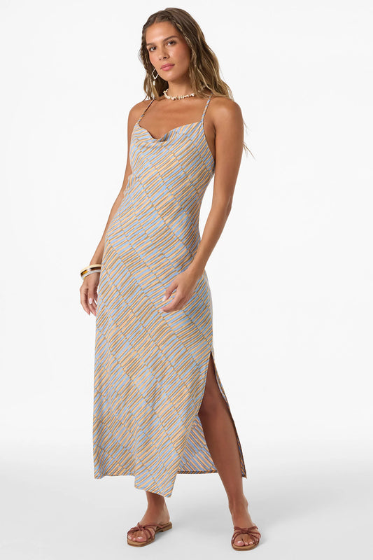 O'Neill Holly Stripe Midi Dress front view