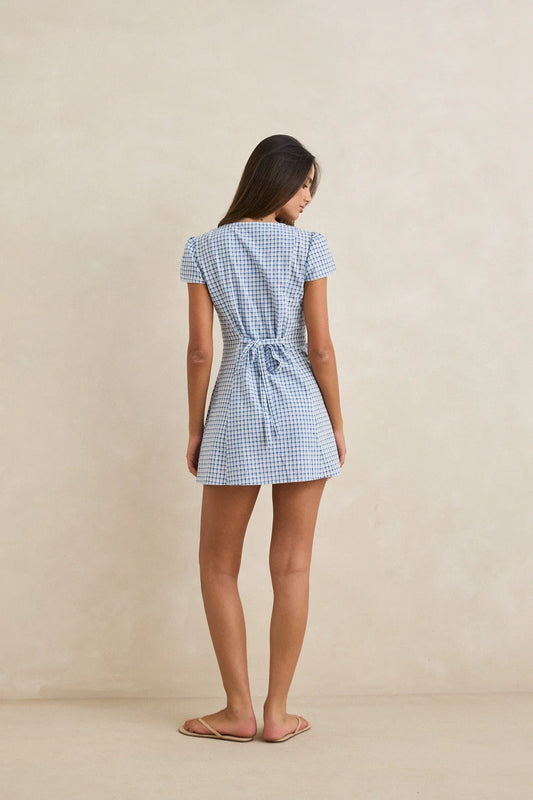 Rhythm Lola Check Cap Sleeve Mini Dress back view