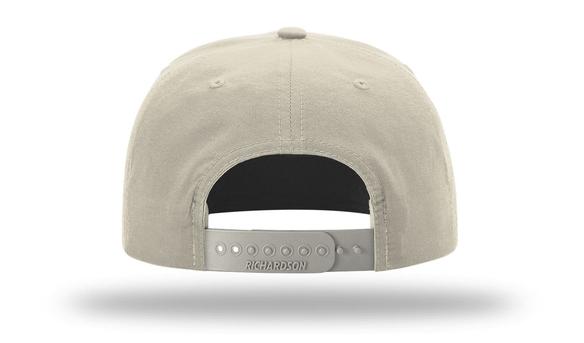 Parrot Surf & Skate 256 Indian Rope hat in Umpqua Sand Dune with loden rope with leather Indian patch, back view - Parrot gear
