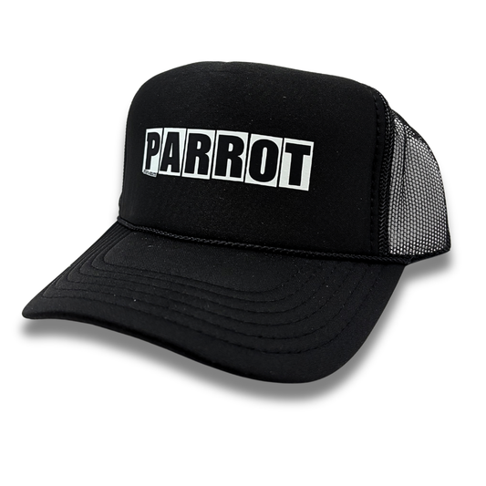 Parrot Bar Trucker Hat with Parrot Surf & Skate logo foam front and rope detail