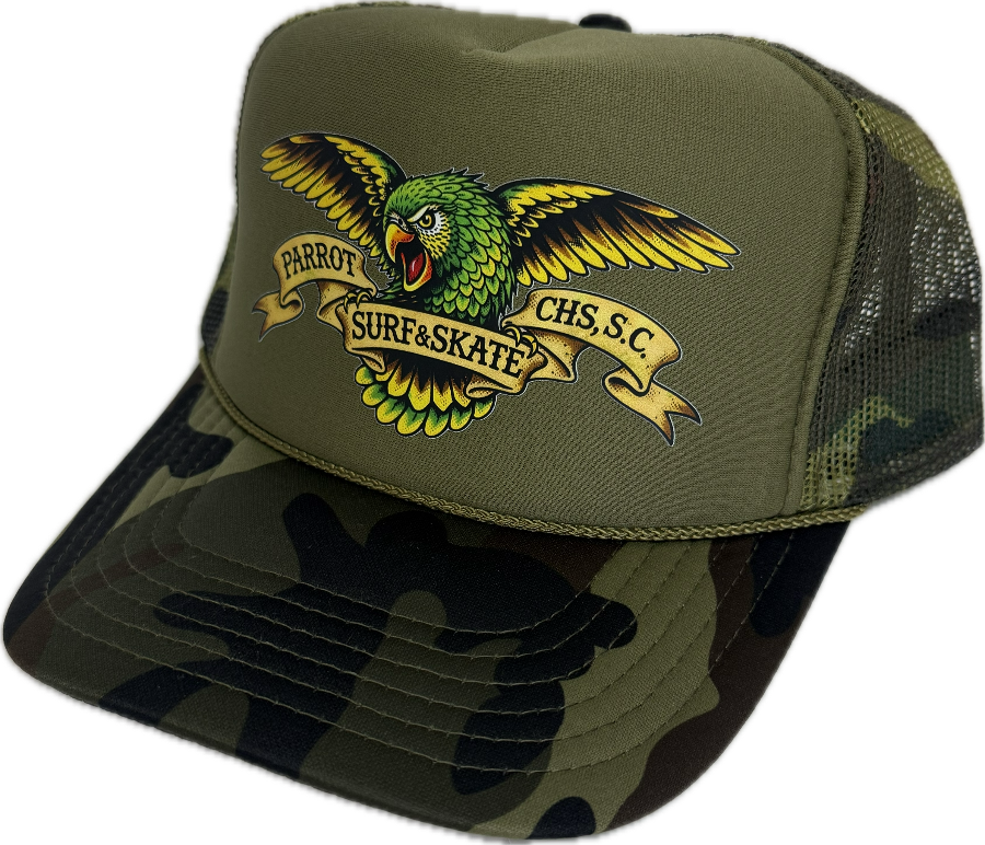 Parrot Wingspan Foam Trucker Hat front view