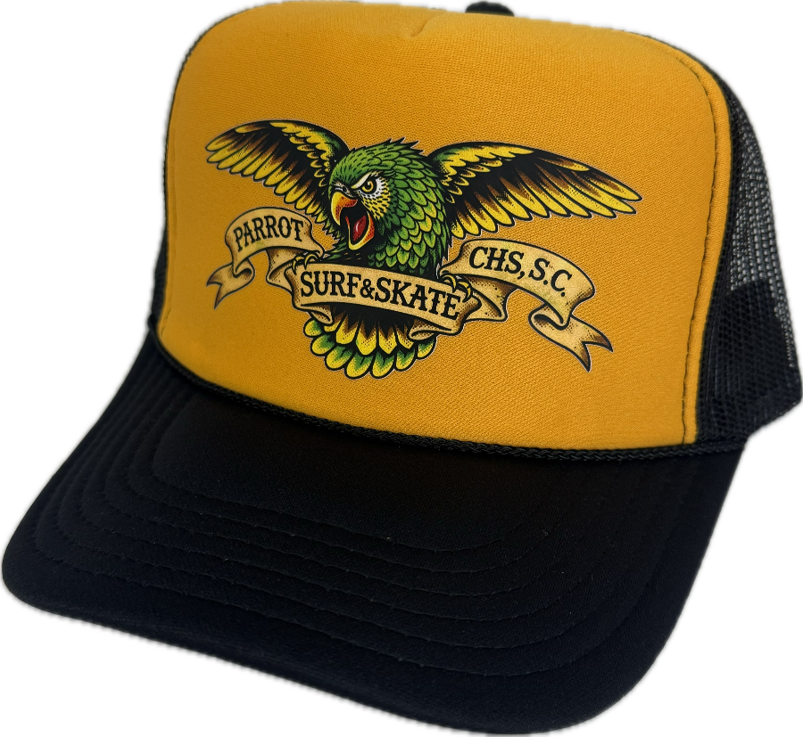 Parrot Wingspan Foam Trucker Hat yellow front view