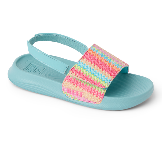 Reef Girls Little Salty Slide Aqua/Stripe