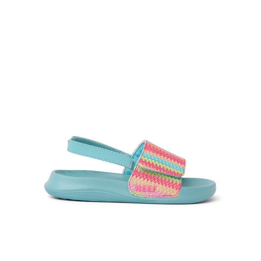 Reef Girls Little Salty Slide Aqua/Stripe
