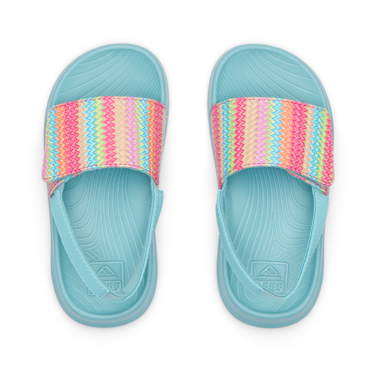 Reef Girls Little Salty Slide Aqua/Stripe