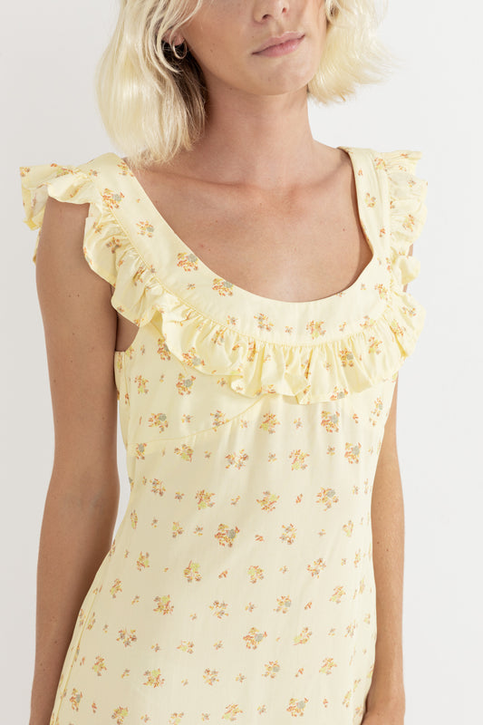 Rhythm Dahlia Off Shoulder Mini Dress Lemon