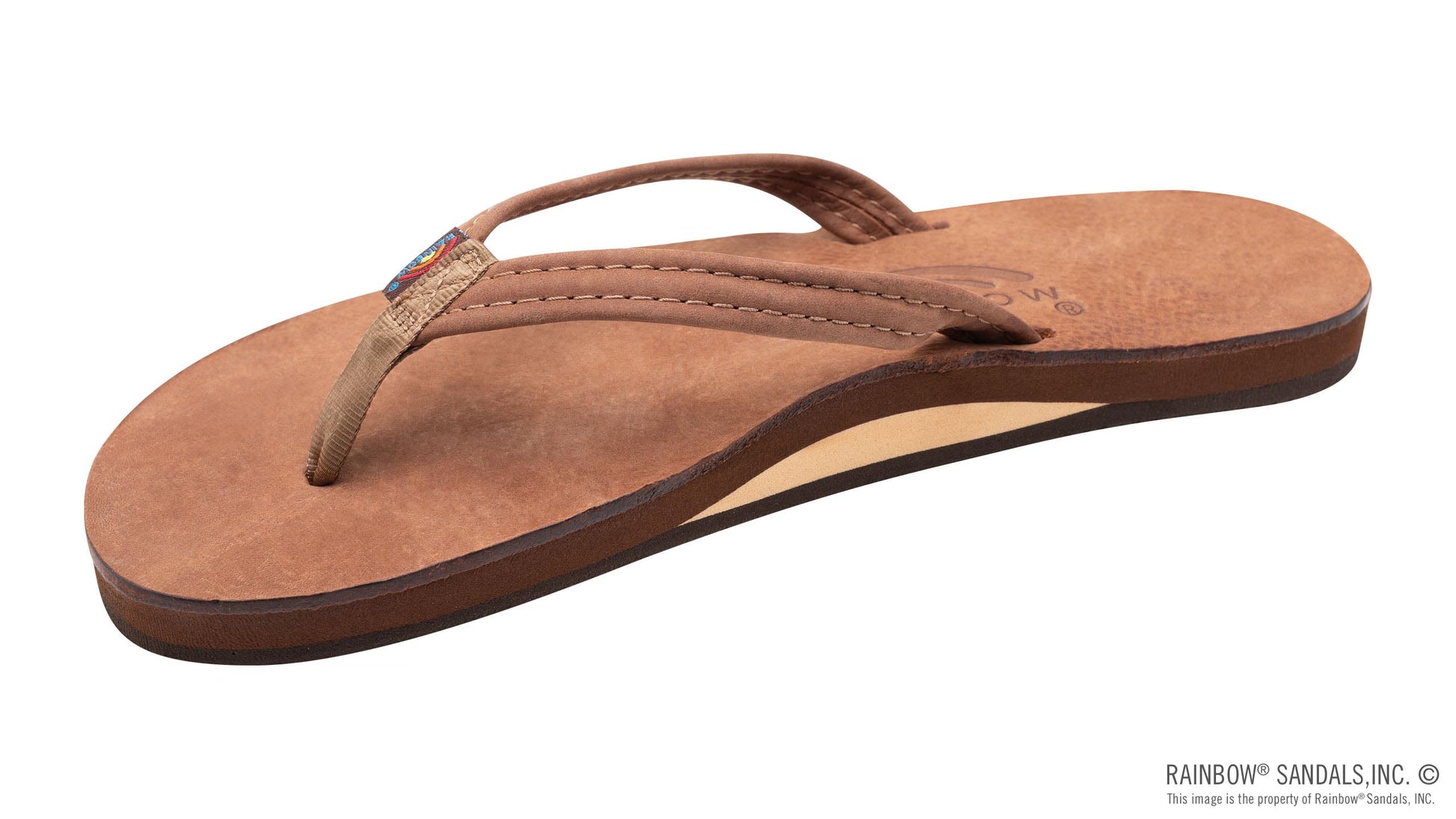 Rainbow Luxury Leather Single Layer 1/2 inch narrow strap sandal side view
