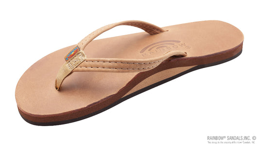 Rainbow Luxury Leather Single Layer 1/2 inch narrow strap sandal side view