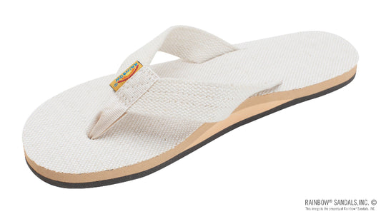 Rainbow Single Layer Hemp 1 inch strap sandal side view