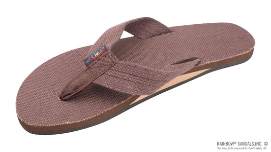 Rainbow Single Layer Hemp 1 inch strap sandal side view