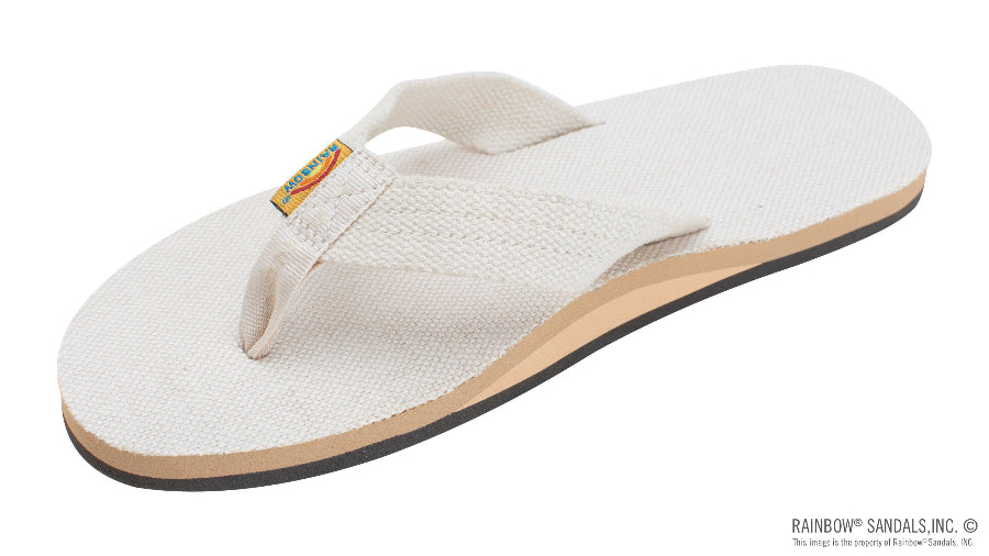 Rainbow Single Layer Hemp top and strap sandal side view