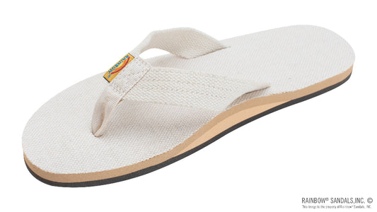 Rainbow Single Layer Hemp top and strap sandal side view