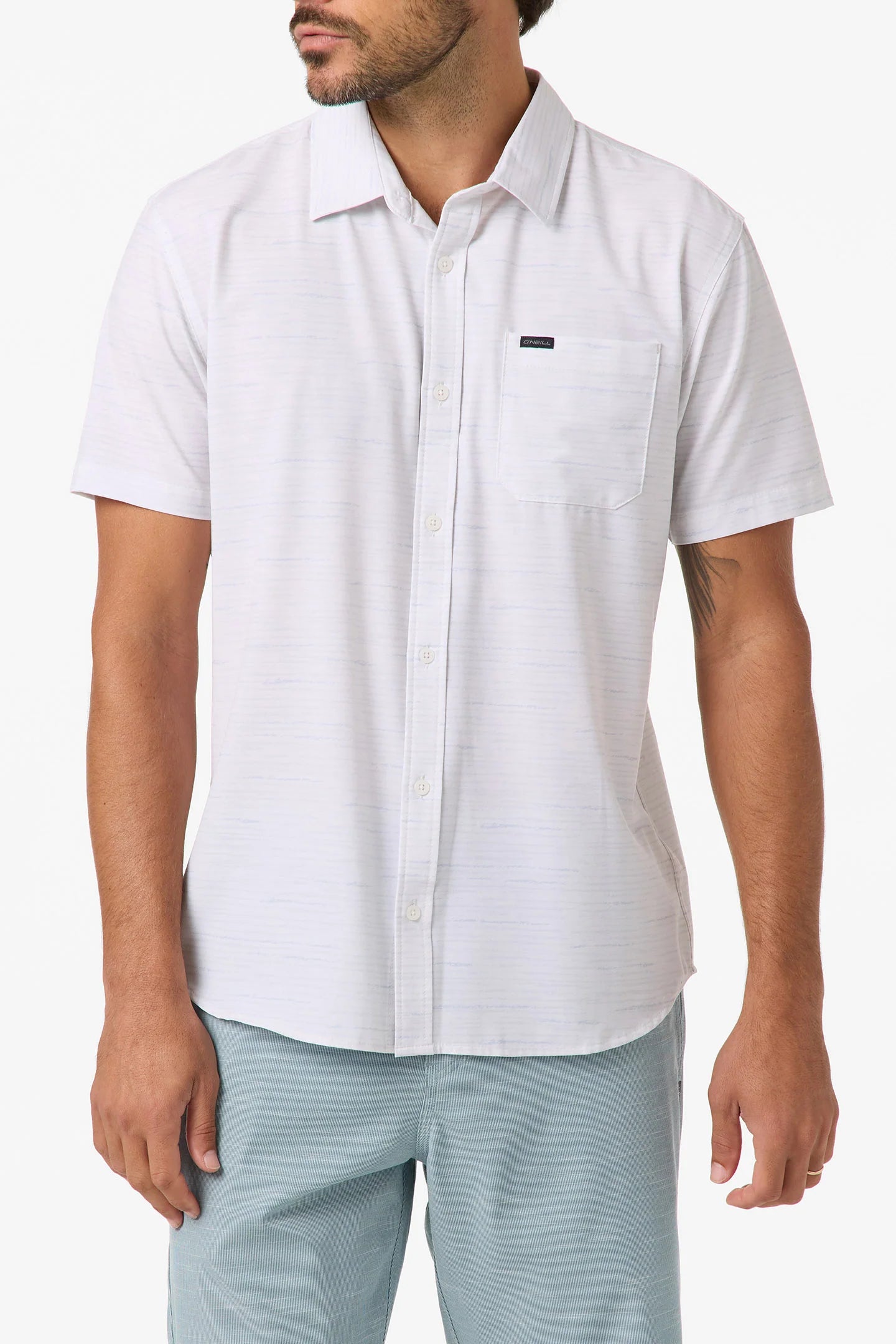 O’Neill TRVLR UPF Traverse Stripe Standard Fit Shirt front view