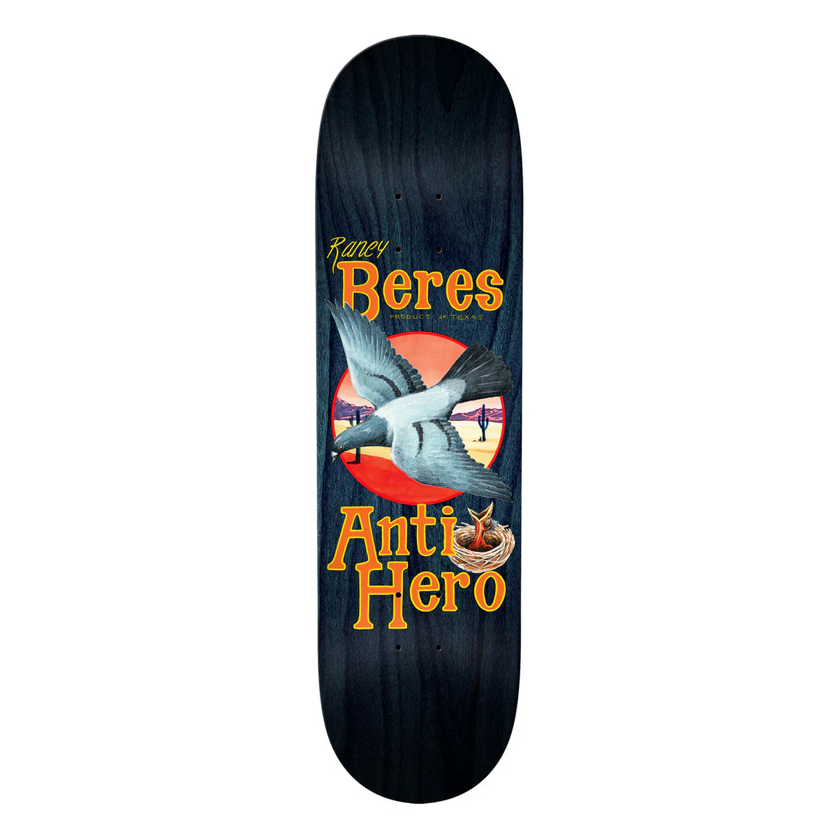 Anti Hero Raney Homers 9.02 skateboard deck front view