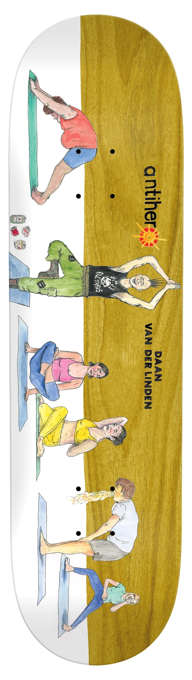 Antihero Daan I Farted In Yoga 8.38 skateboard deck front graphic