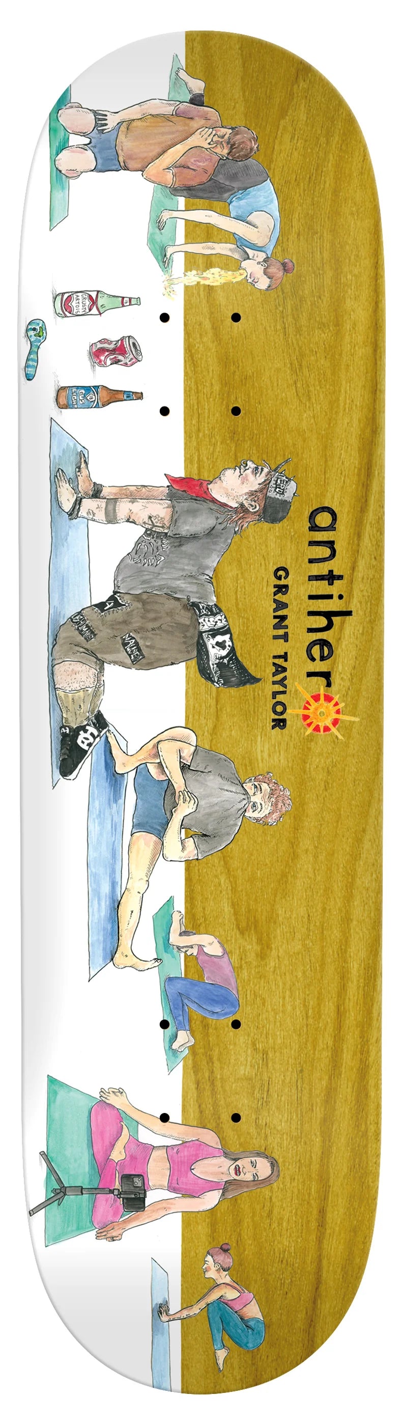 Antihero Grant I Farted In Yoga 8.5 skateboard deck front graphic