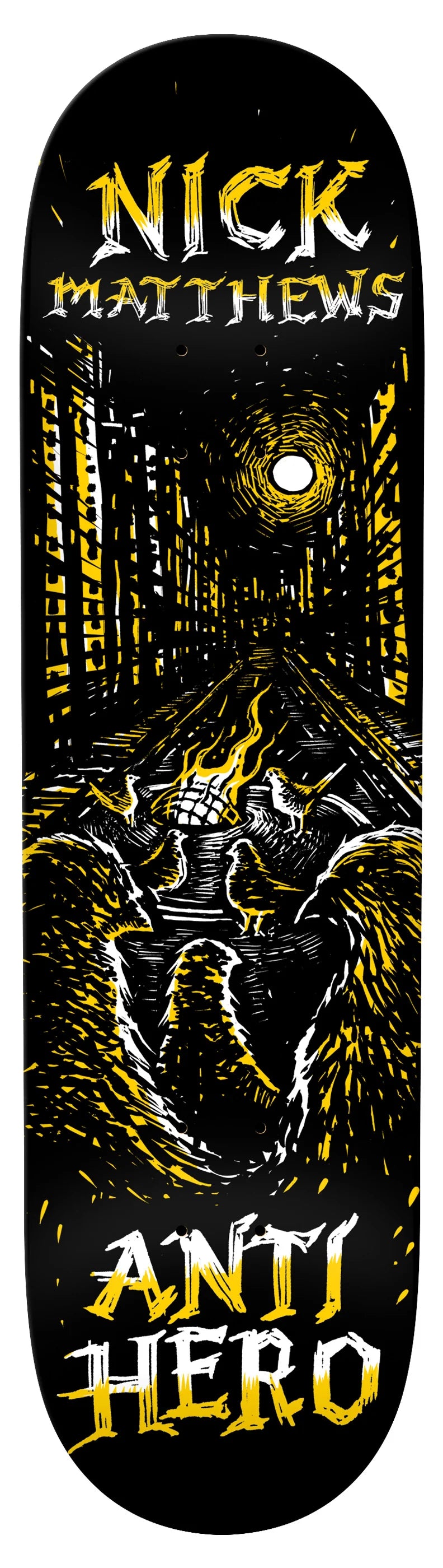 Antihero Matthews Fireside 8.5 skateboard deck front graphic