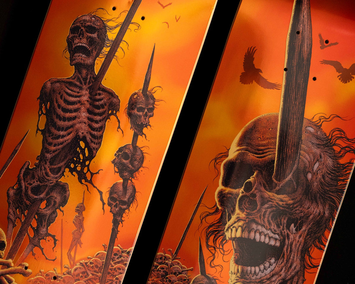 Creature Collin Provost Wasted skateboard deck graphic detail