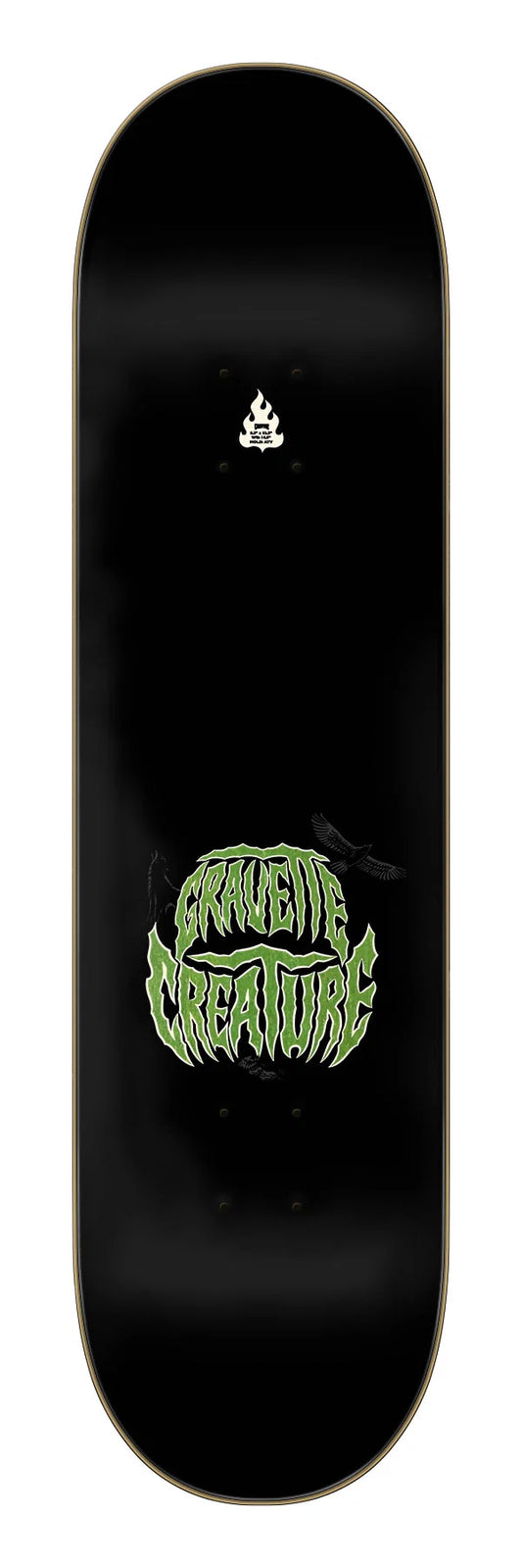 Creature 8.3in David Gravette Hippie Skull IV skateboard deck angled view
