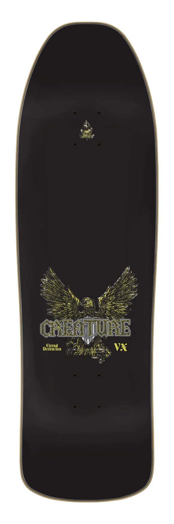 Creature 9.34in John Worthington Scout VX skateboard deck angled view
