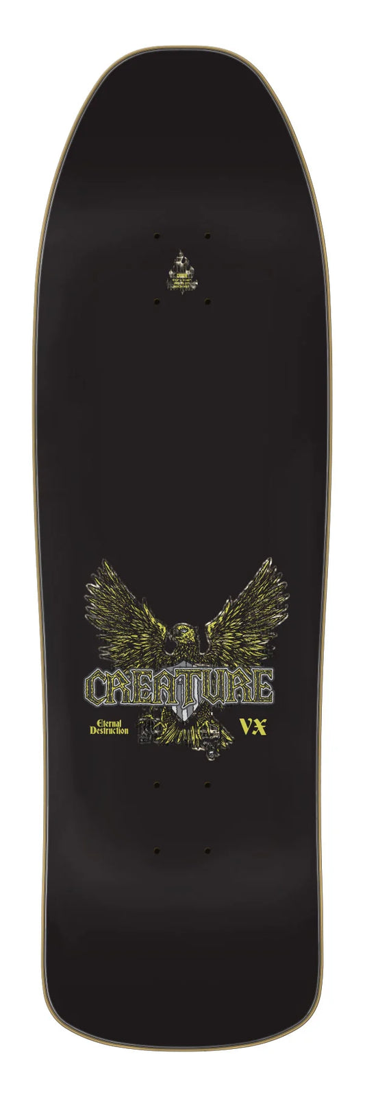 Creature 9.34in John Worthington Scout VX skateboard deck angled view
