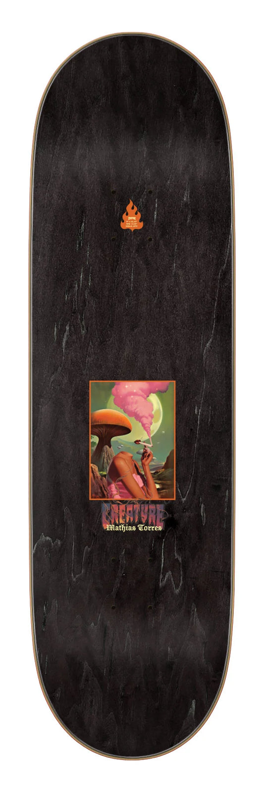 Creature 9.0in Mathias Torres Eyes Stumps skateboard deck angled view
