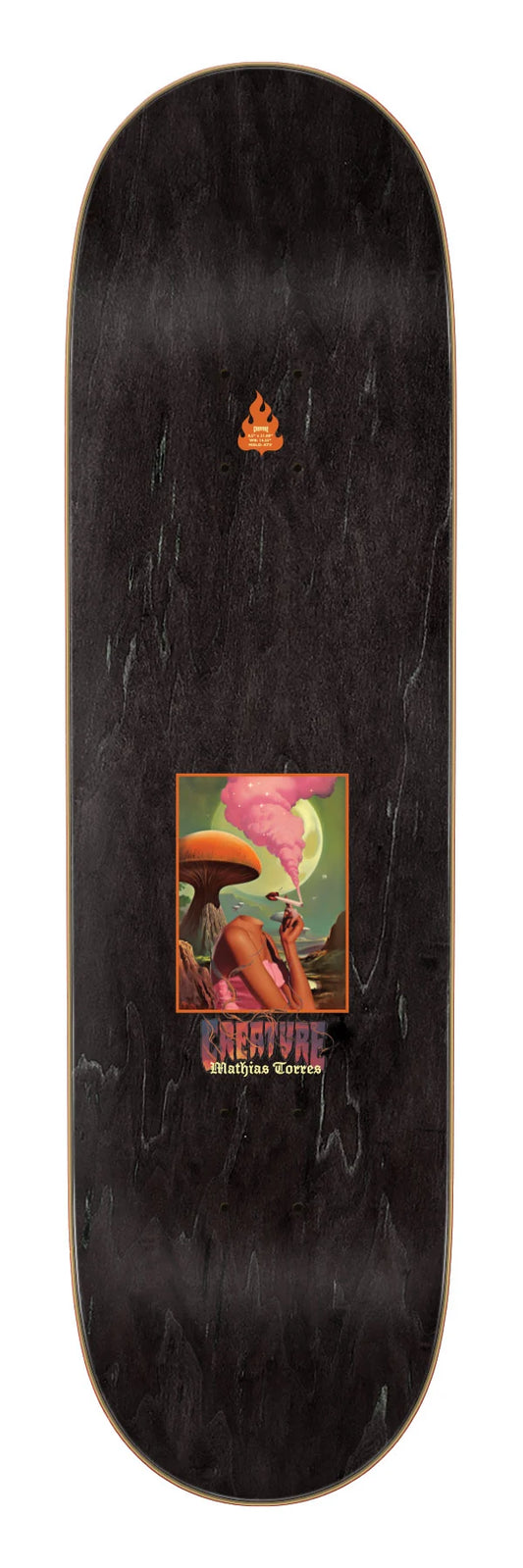 Creature 8.51in Mathias Torres Jaguar Stumps skateboard deck angled view
