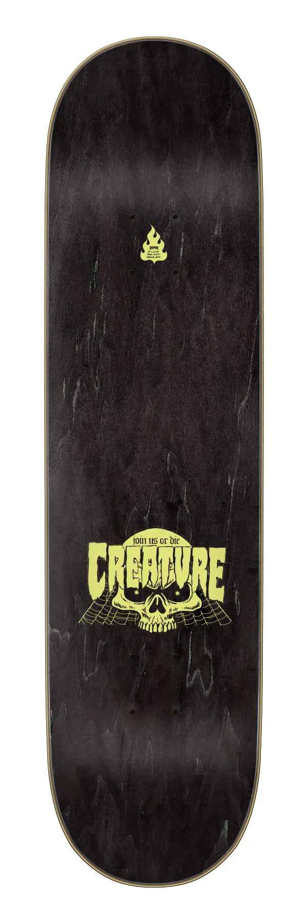 Creature 8.0in Ransom Birch skateboard deck angled view