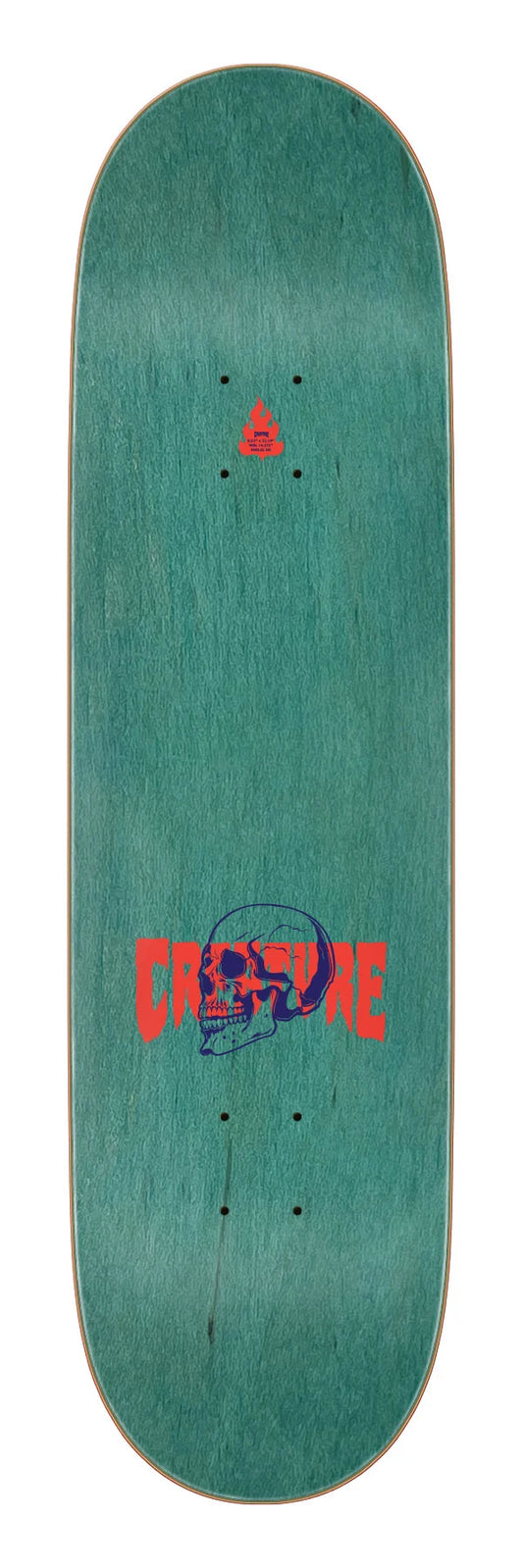 Creature 8.53in Spiral Skull Birch skateboard deck angled view