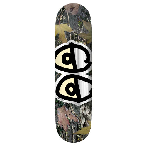 Krooked Eyes Camo 8.5 skateboard deck front view