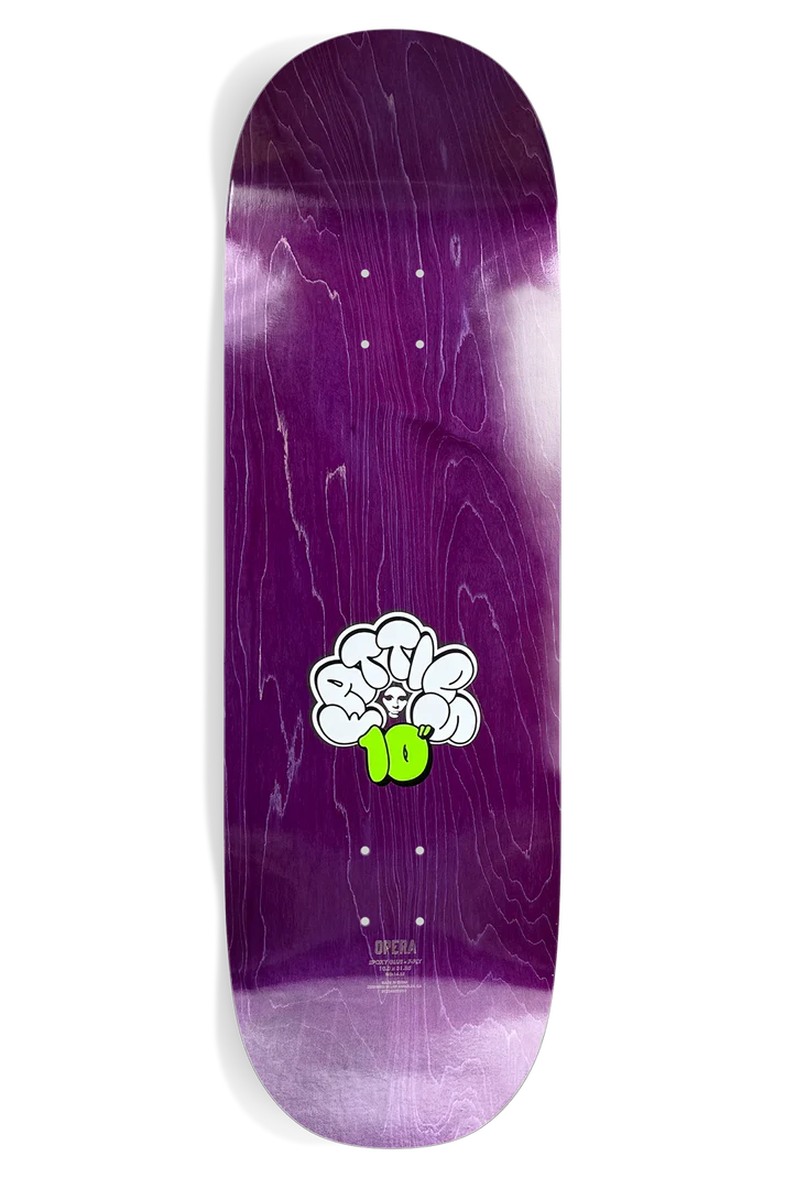 Opera Fatties Torn Spike 10.0 skateboard deck angled view