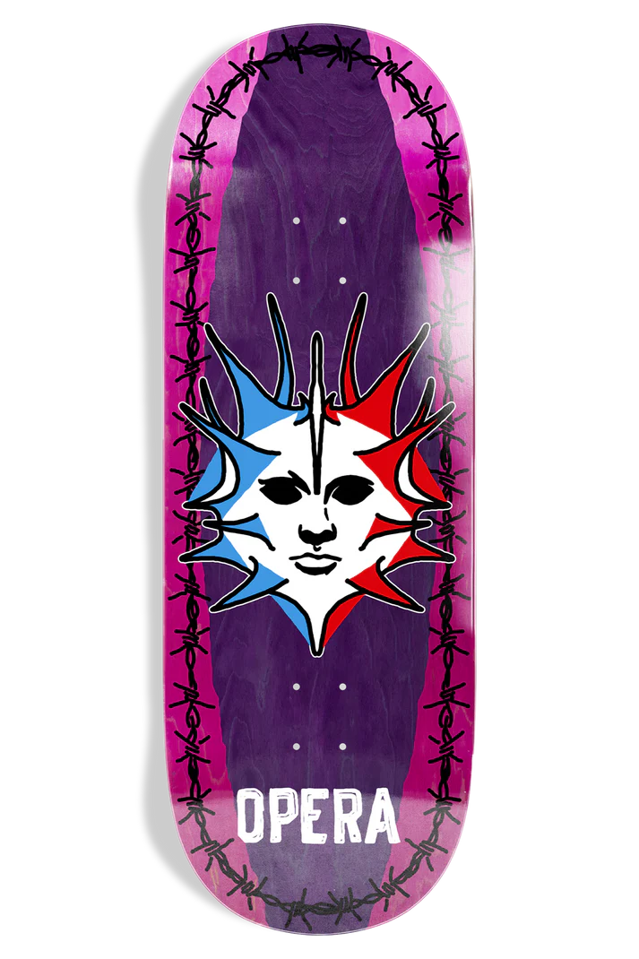 Opera Fatties Torn Spike 11.0 skateboard deck top graphic view