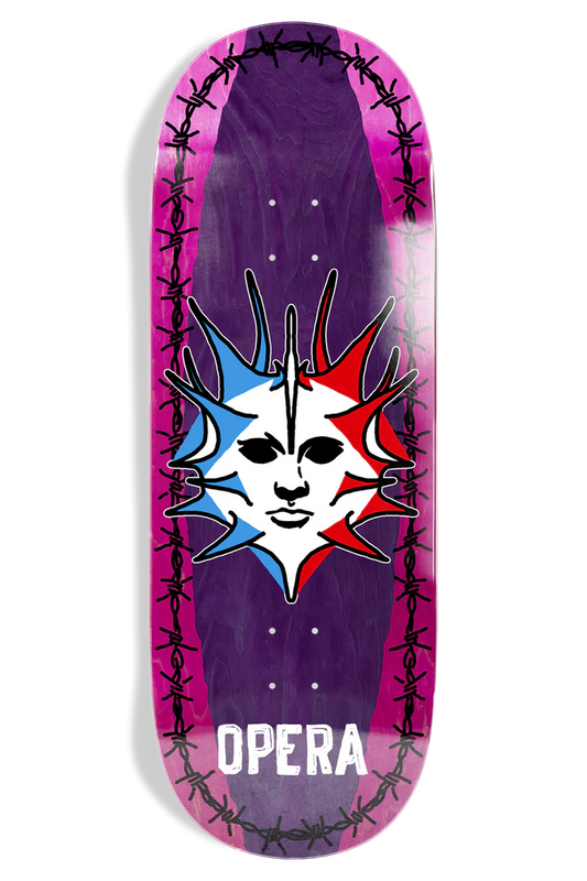 Opera Fatties Torn Spike 11.0 skateboard deck top graphic view