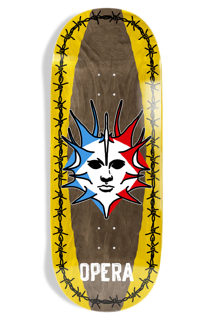 Opera Fatties Torn Spike 12.0 skateboard deck top graphic view