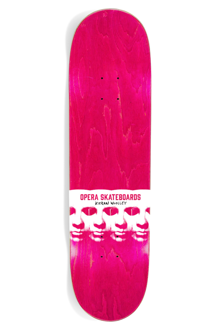 Opera Kieran Woolley Repeater 9.0 skateboard deck angled view
