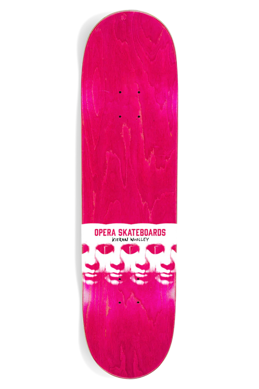 Opera Kieran Woolley Repeater 9.0 skateboard deck angled view