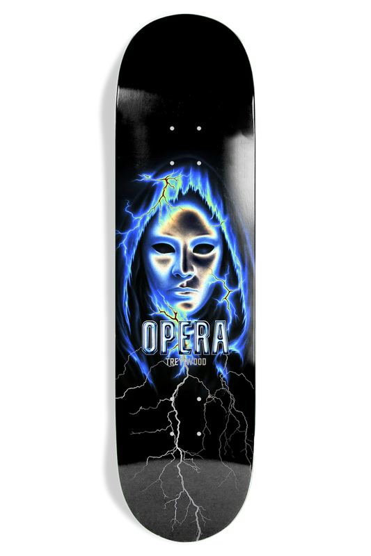 Opera Trey Wood Lightning 8.75 skateboard deck top graphic view
