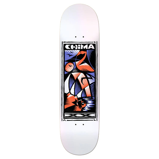 Real Chima 20 Years 8.25" skateboard deck with framed anniversary graphic built for street and park skating